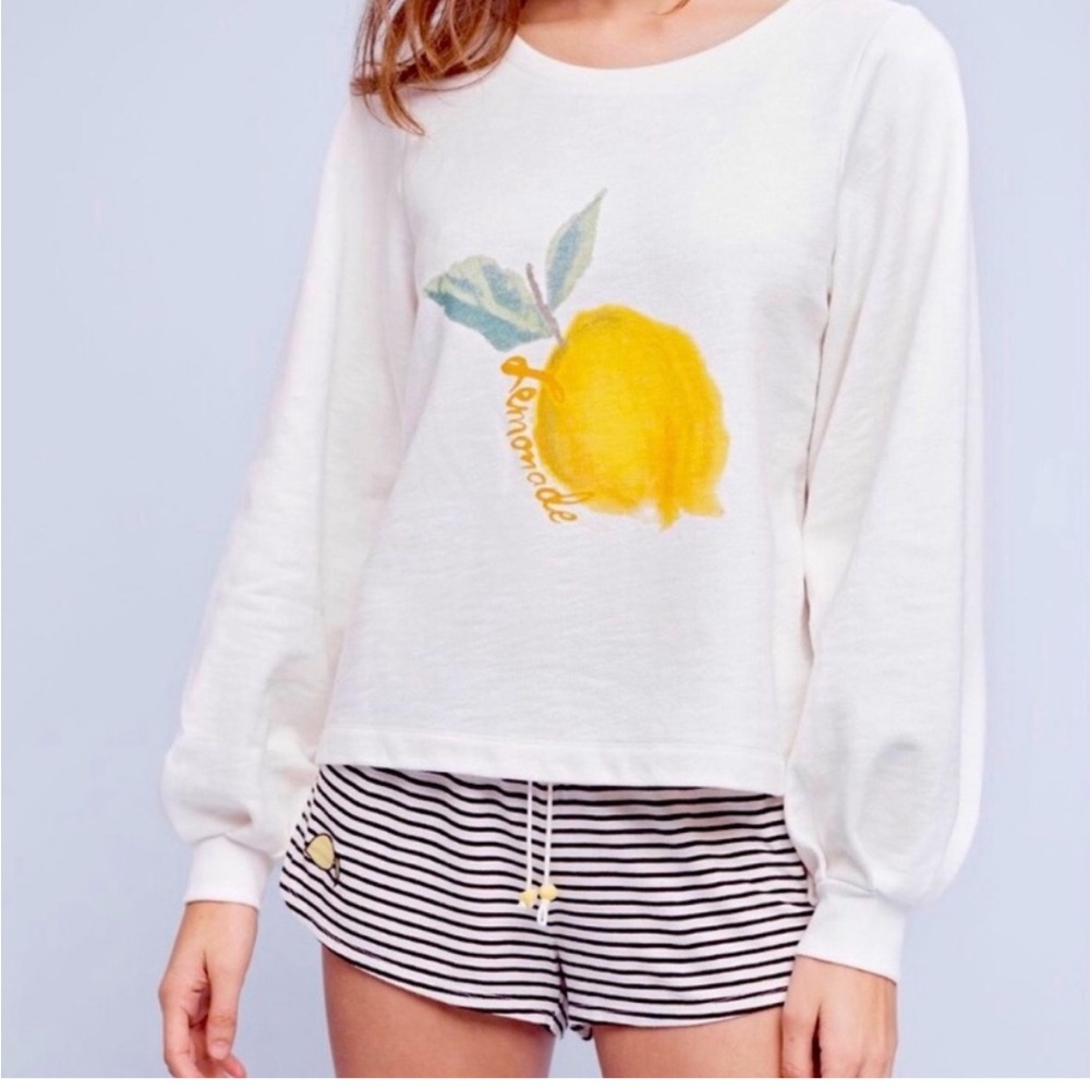 Anthropologie Ballon sleeve Lemon sweatshirt